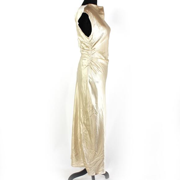 Reformation Veida Silk Maxi Dress NEW Almond Fitted A Line Cap Sleeves Size 6 - Picture 3 of 8